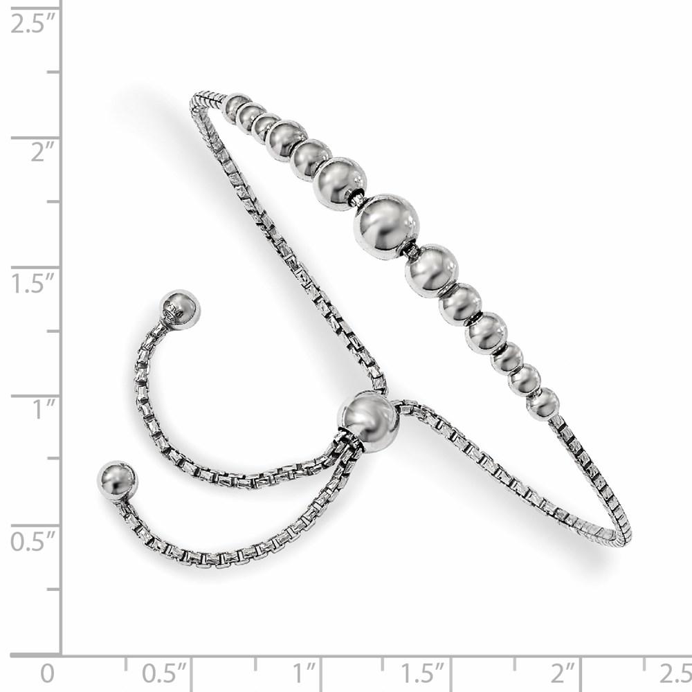 Diamond2Deal  925 Sterling Silver Rhodium-plated Beaded Adjustable Bracelet for women