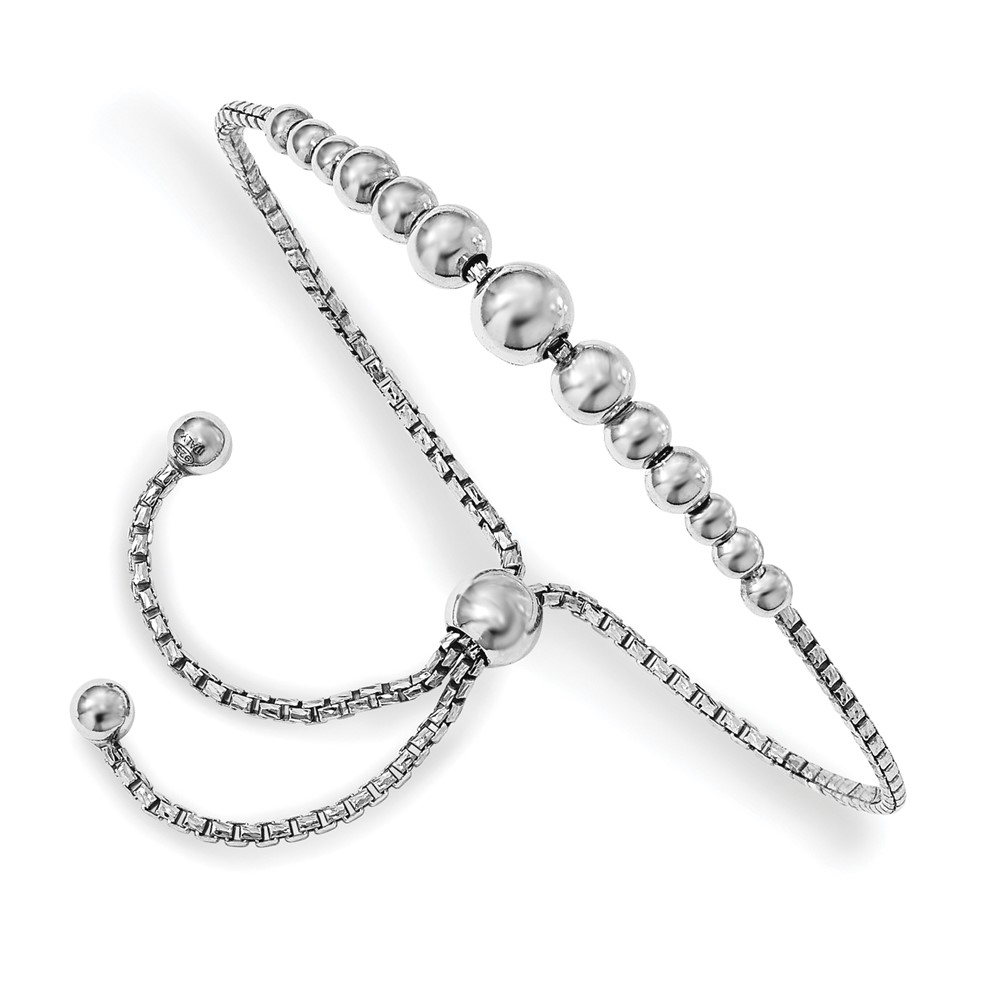 Diamond2Deal  925 Sterling Silver Rhodium-plated Beaded Adjustable Bracelet for women