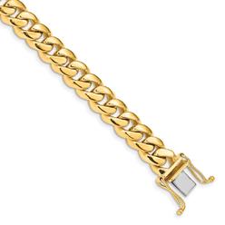 Diamond2Deal 14k Yellow Gold 8.7mm Hand-polished Miami Cuban Chain Bracelet for Men Link Bracelet for Men