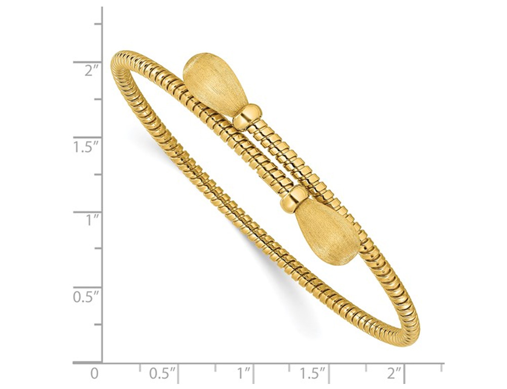 Gem And Harmony 14K Yellow Gold Polished and Brushed Bypass Cuff Bangle Bracelet