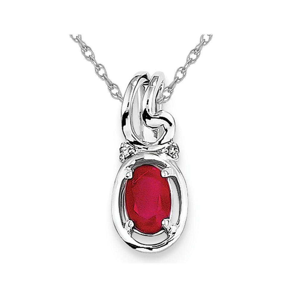 Gem And Harmony Natural Red Ruby 2/3 Carat (ctw) Drop Pendant Necklace in Sterling Silver with Chain