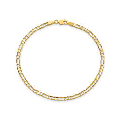 Gem And Harmony Concave 3mm Figaro Bracelet 8 Inches in 14K Yellow Gold