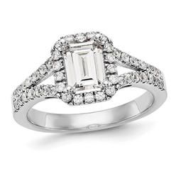 Gem And Harmony 1.44 Carat (ctw VS2, G-H) Emerald-Cut Certified Lab-Grown Diamond Halo Engagement Ring 14K White Gold