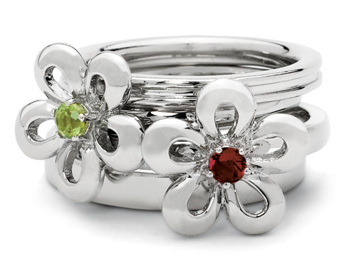 Gem And Harmony Ladies Peridot Flower Ring 1/10 Carat (ctw) in Sterling Silver