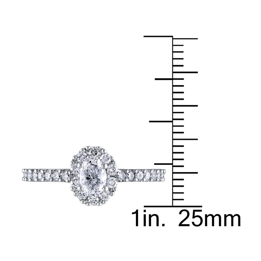 Gem And Harmony Oval Halo Diamond Engagement Ring 1.0 Carat (ctw Color G-H Clarity I1-I2) in 14K White Gold