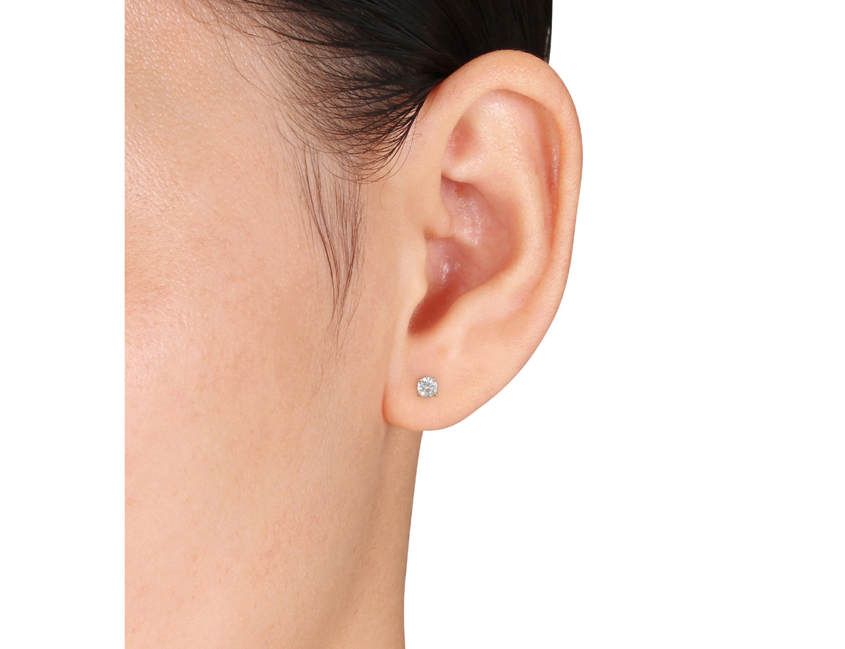 Gem And Harmony Diamond Solitaire Stud Earrings 1 3 Carat Ctw