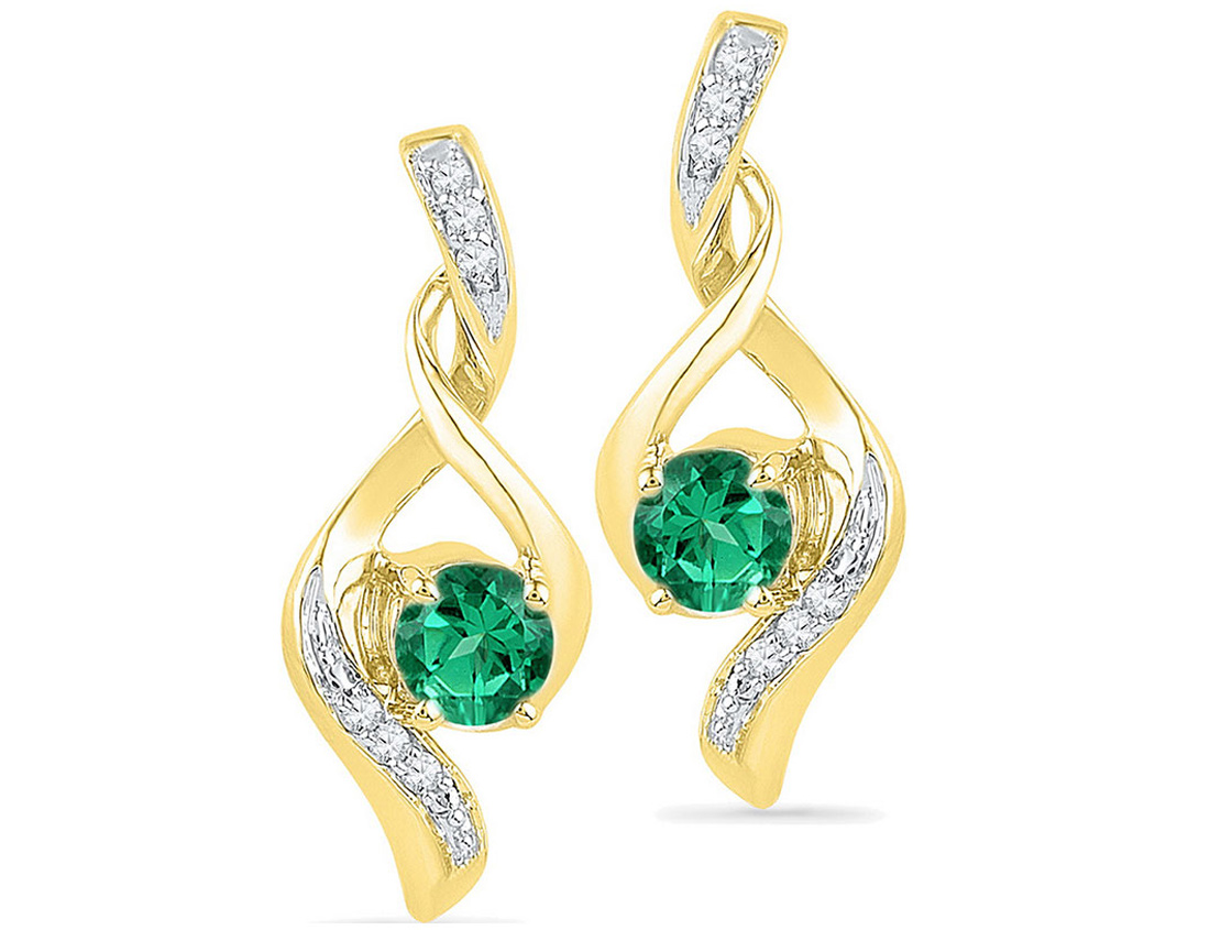 Gem And Harmony Lab Created Emerald 1 4 Carat Ctw Infinity Gem And Harmony Lab Created Emerald 1 4 Carat Ctw Infinity Earrings In 10k Yellow Gold