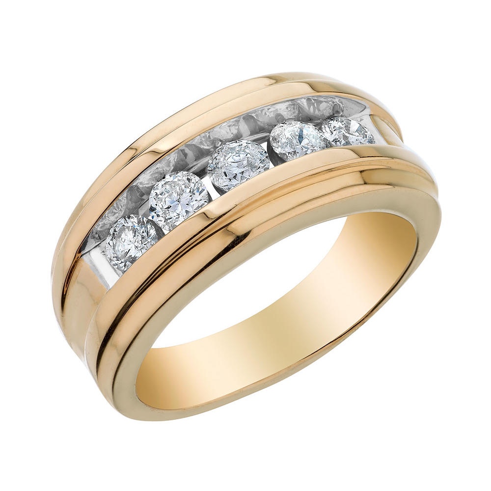 Gem And Harmony Mens Diamond Wedding Band Ring 1.0 Carat (ctw I1-I2) in 14K Yellow Gold