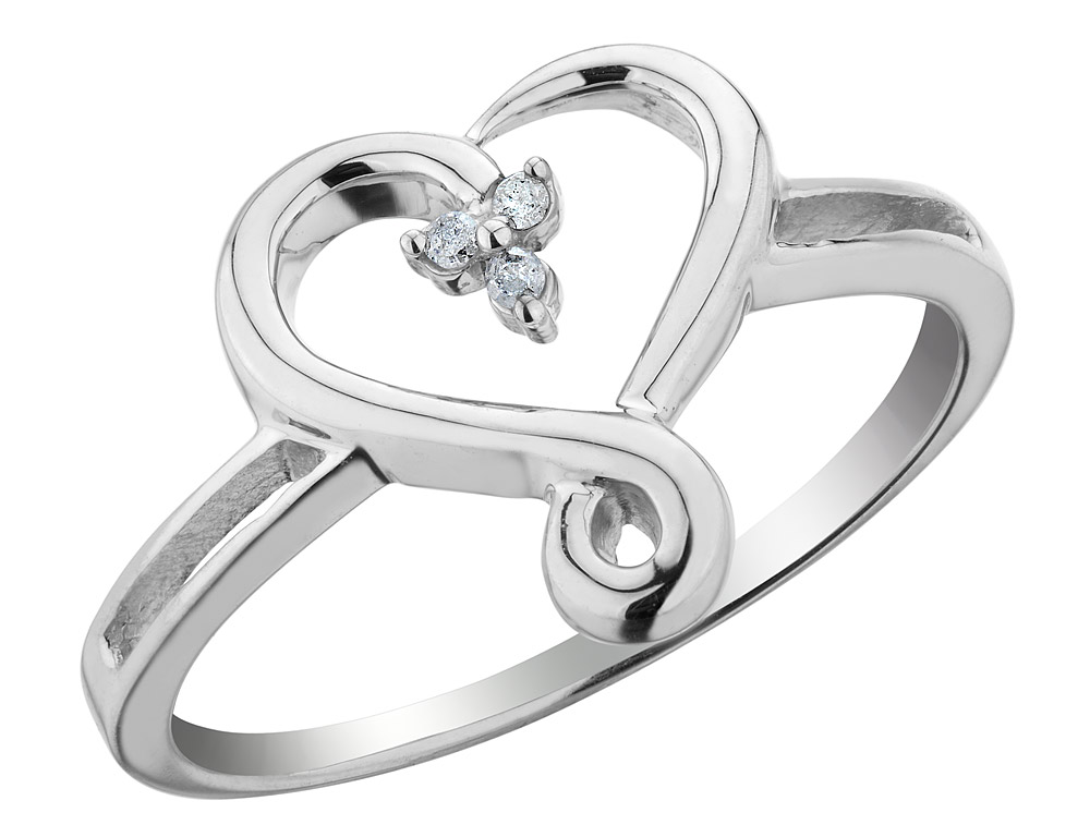 Gem And Harmony Diamond Accent Heart Ring in Sterling Silver
