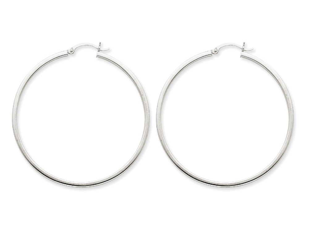 Gem And Harmony Extra Large Hoop Earrings In 14k White Gold 2 Inch Gem And Harmony Extra Large Hoop Earrings In 14k White Gold 2 Inch