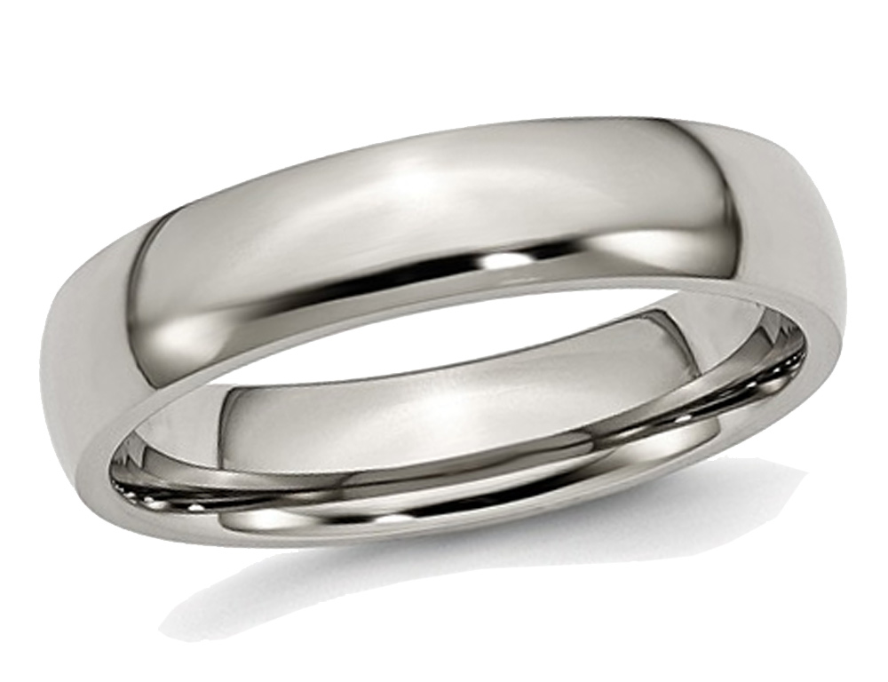Gem And Harmony Mens Chisel Titanium 5mm Polished Wedding Band Ring