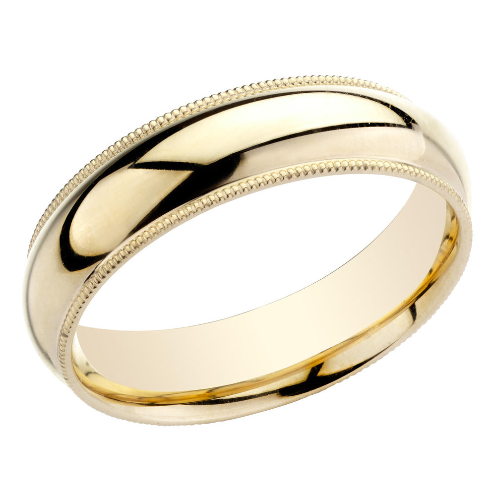 Gem And Harmony Mens 14K Yellow Gold 6mm Milgrain Comfort Fit Wedding Band Ring