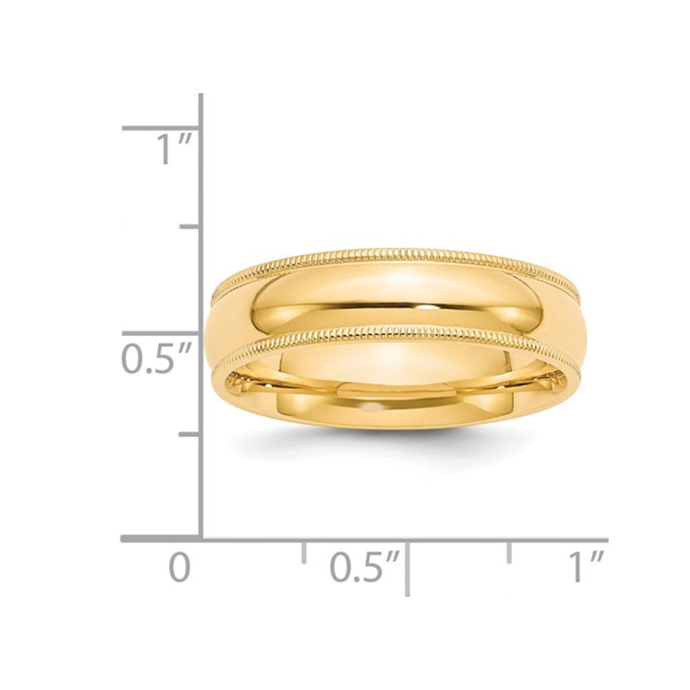 Gem And Harmony Mens 14K Yellow Gold 6mm Milgrain Comfort Fit Wedding Band Ring