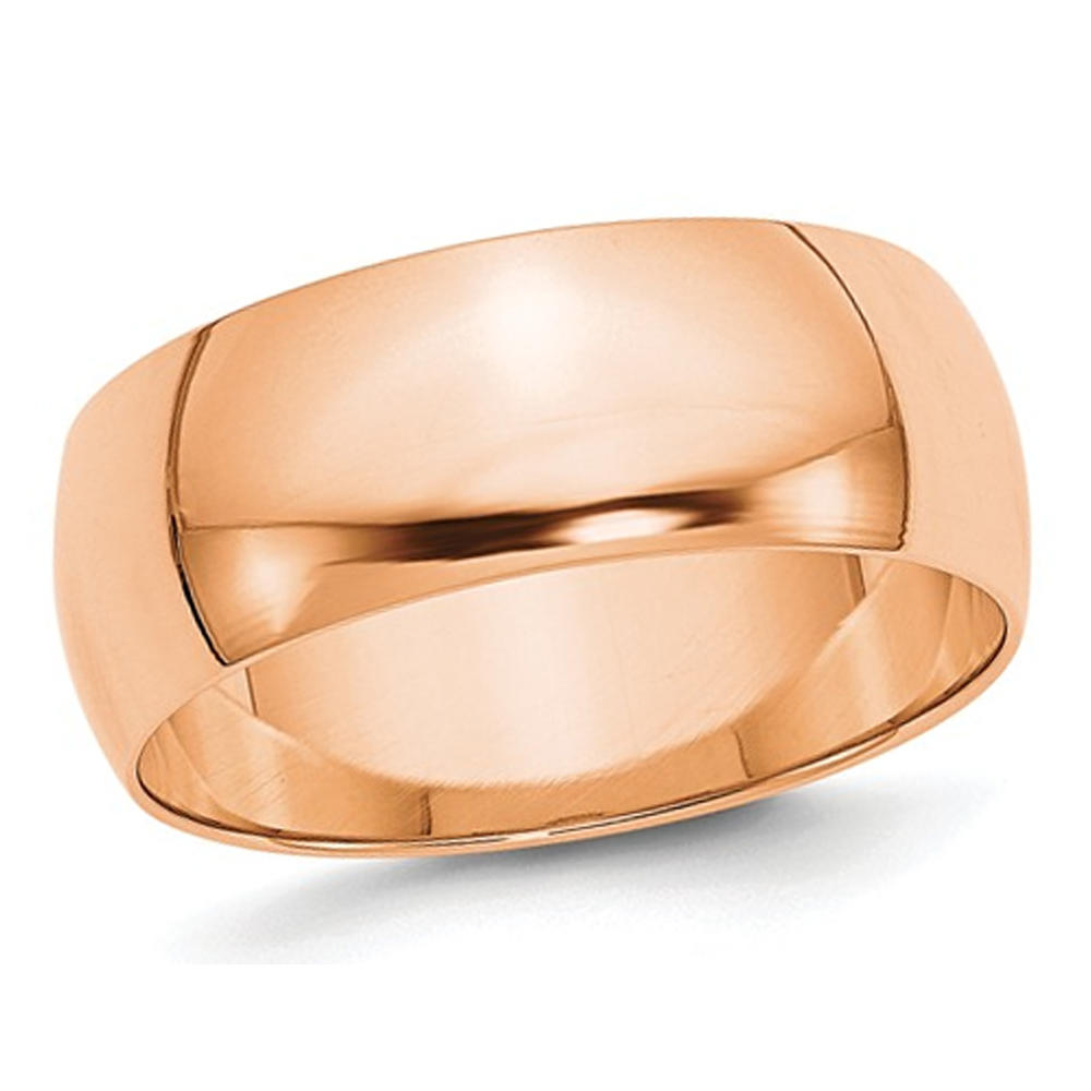 Gem And Harmony Ladies or Mens 14K Rose Pink Gold 8mm Wedding Band Ring