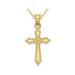Gem And Harmony 10K Yellow Gold Cross Pendant Necklace with Chain