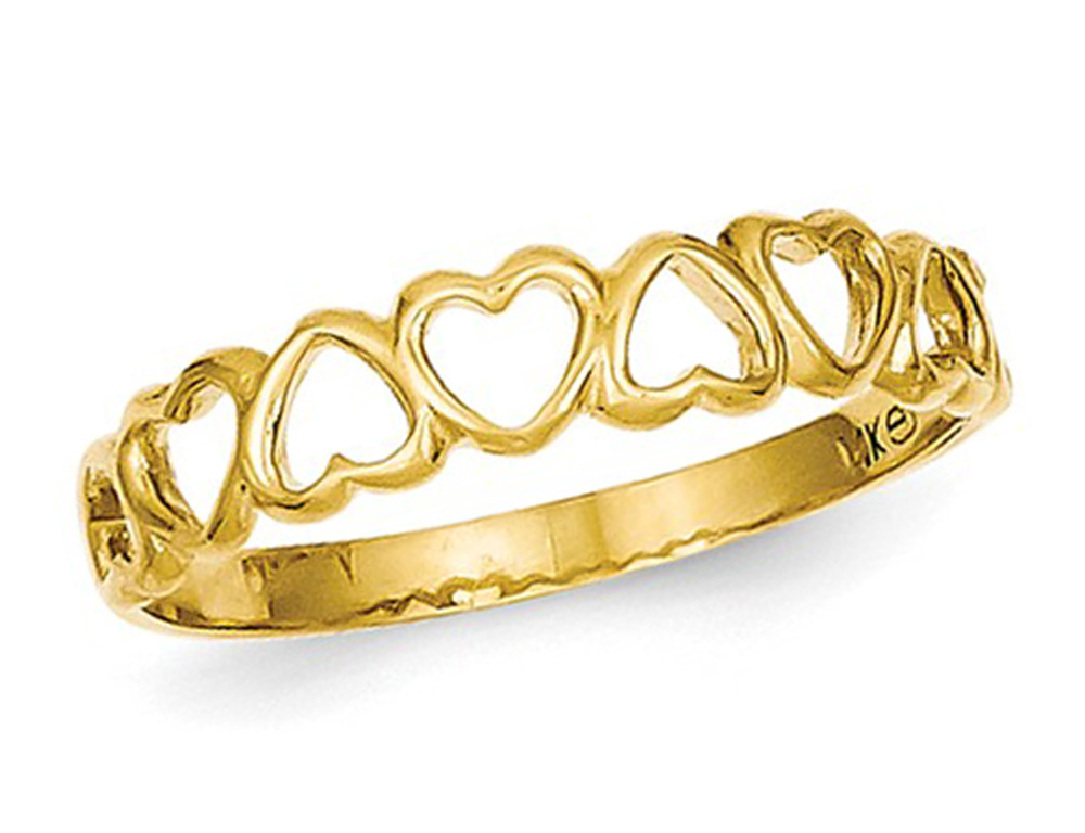 Gem And Harmony 14K Yellow Gold High Polished Heart Band Promise Ring