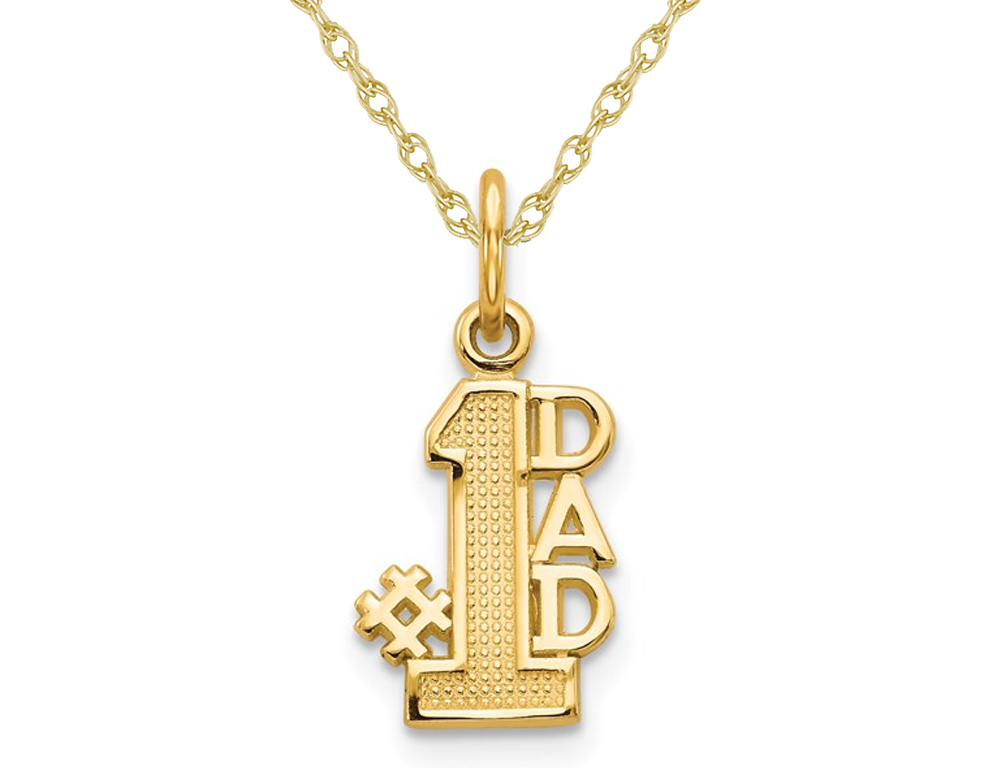 Gem And Harmony 14K Yellow Gold  1 DAD Charm Pendant Necklace with Chain