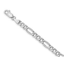 Gem And Harmony Figaro Chain Bracelet in 14K White Gold 7 Inches (4.75 mm)