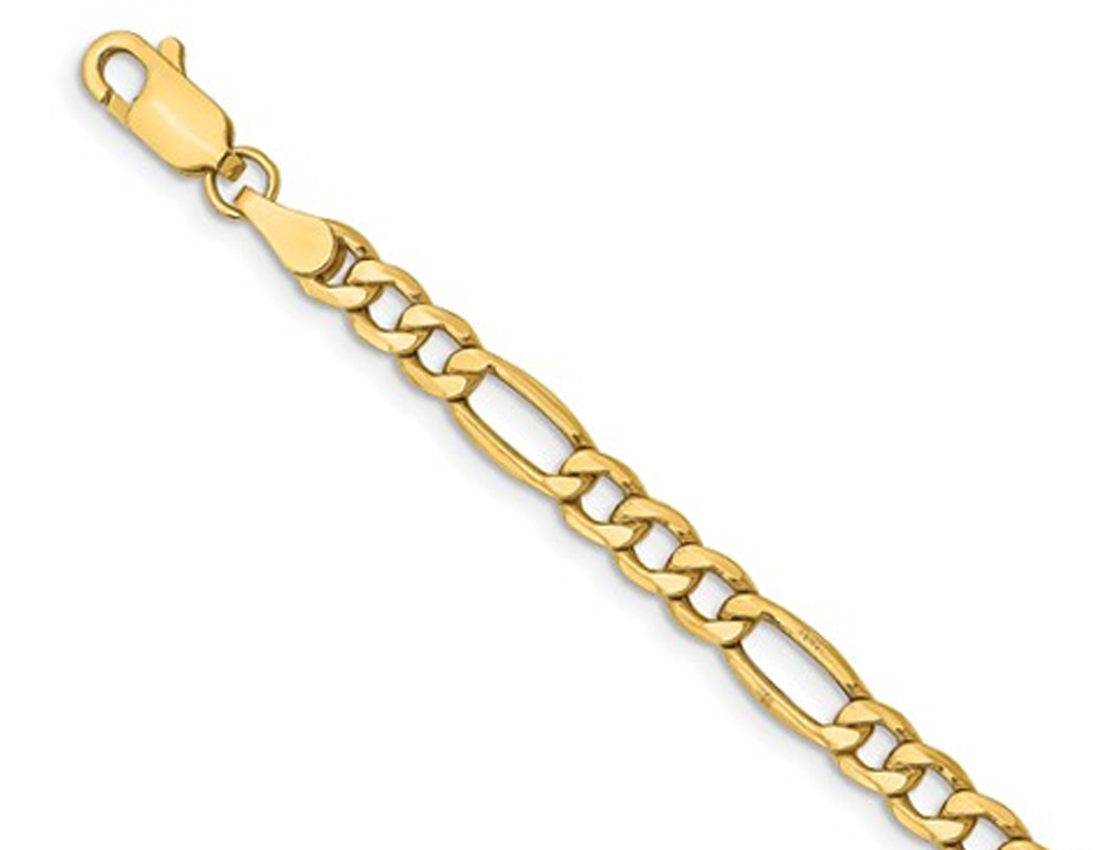 Gem And Harmony Figaro Chain Bracelet in 14K Yellow Gold 8 Inches (4.40mm)
