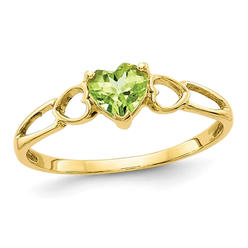 Gem And Harmony 2/5 Carat (ctw) Peridot Heart Ring in 10K Yellow Gold (SIZE 7)