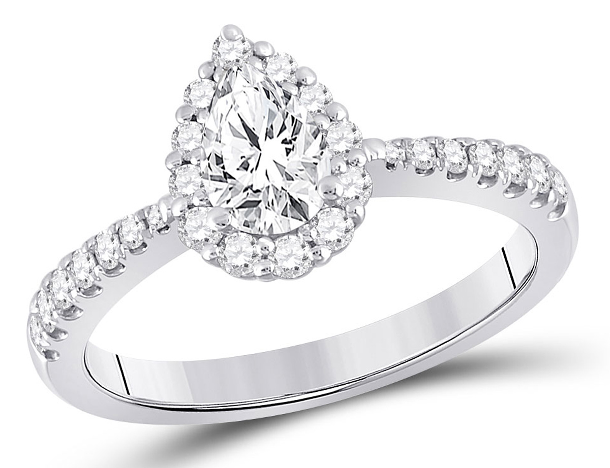 Gem And Harmony 1/2 Carat (ctw G-H, I1) Pear-Cut Diamond Engagement Ring in 14K White Gold