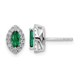 Gem And Harmony 3/5 Carat (ctw) Lab-Created Emerald Halo Earrings in 14K White Gold Earrings with Lab-Grown Diamonds