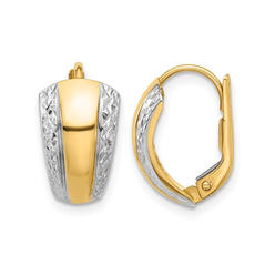 Gem And Harmony Diamond Cut Leverback Hoop Earrings in 14K Yellow Gold