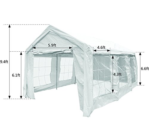 Snail Sn Pt1020 W 10 X 20 Ft Heavy Duty Domain Domain Carport
