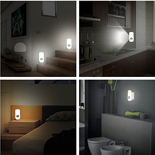 BONASHI LED Night Light Flashlight Motion Sensor Cut Light 3-in-1, Rechargeable Emergency Light - White