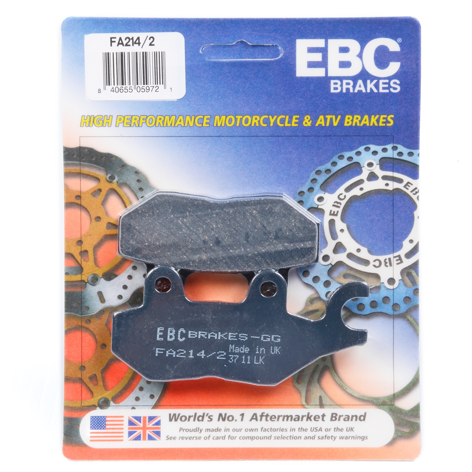 EBC  “X” Series Moto-X Sport & Enduro Brake Pad Carbon graphite - Rear Brake# FA214/2 OEM# 1S3-W0045-10-00