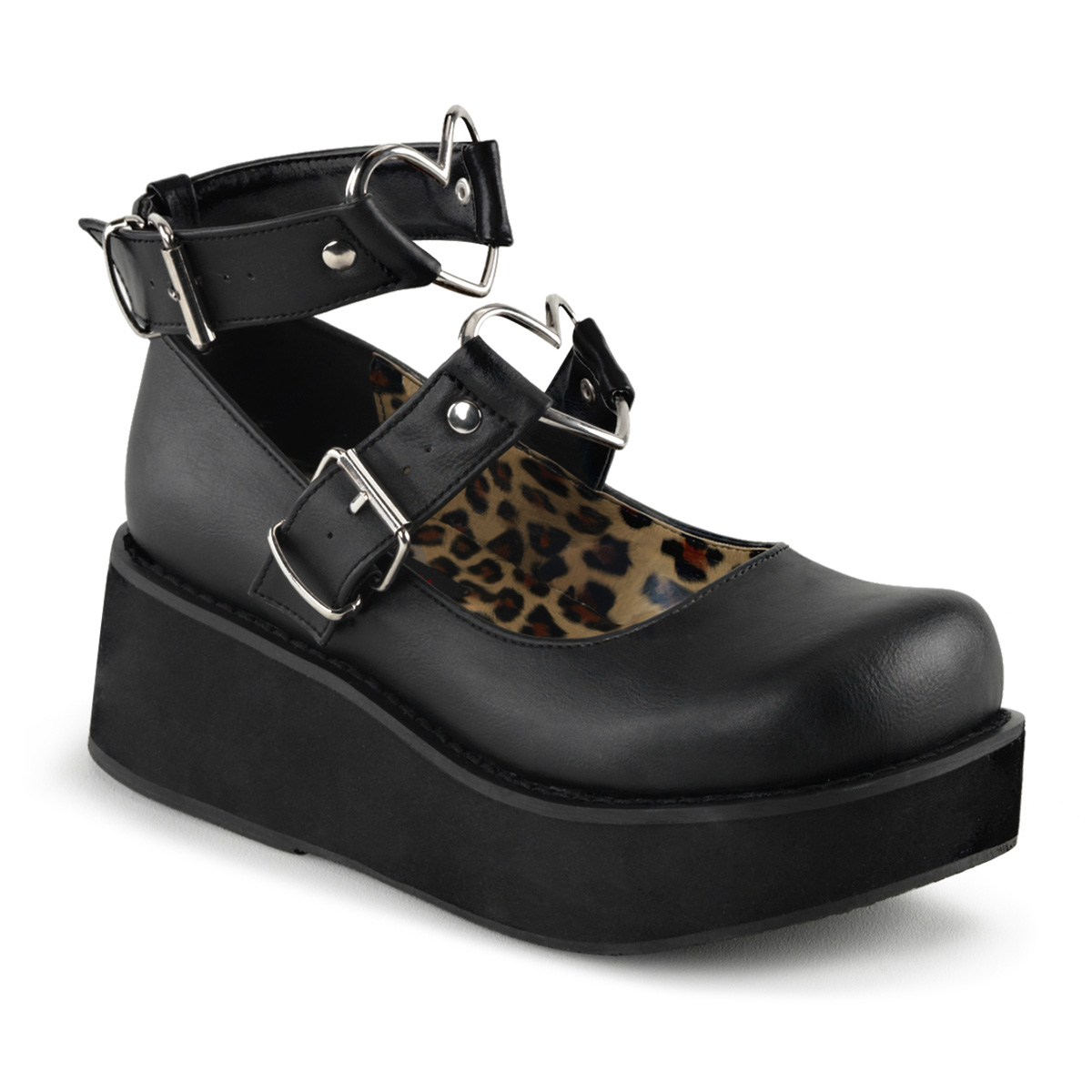 Demonia Spr02 Bvl Women Black Platform Lolita Heart O Ring Platform Mary Janes Shoes