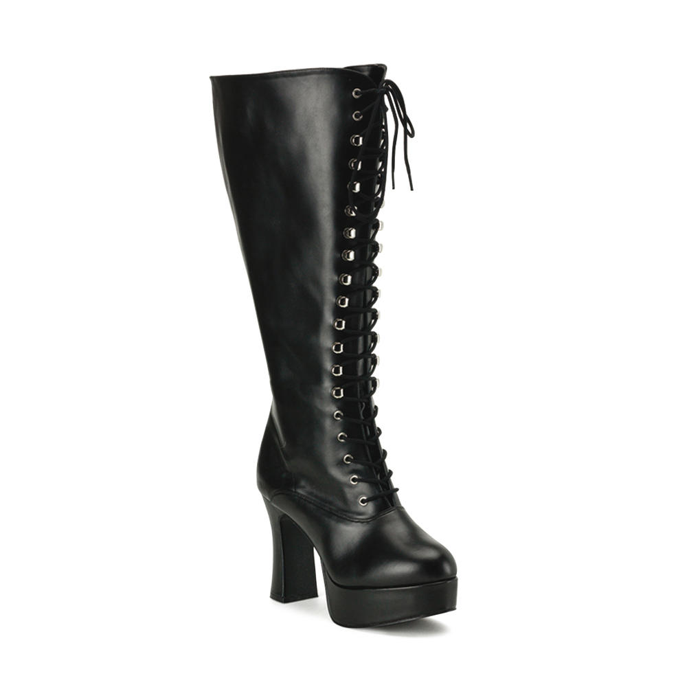 Funtasma EXO2020X/B/PU WIDE WIDTH & CALF Black Platform 4" Heel Costume Knee Boots