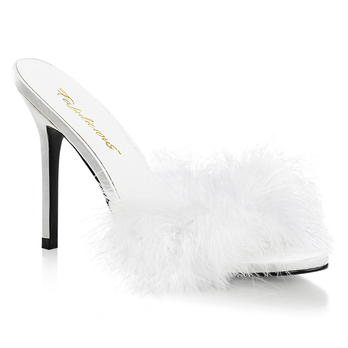 fabulicious clas01f wpu f 4 high heels stilettos white marabou