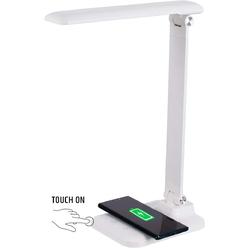 Brilli 15"H Bright-Clean Antimicrobial LED Desk Lamp Matte White Finish with Qi Wireless Charging