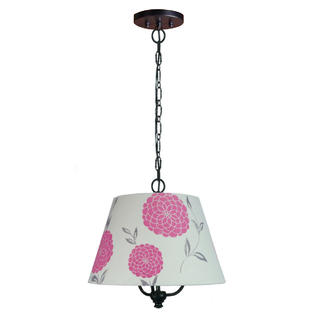 Laura Ashley Three Light Pendant In Antique Black Finish