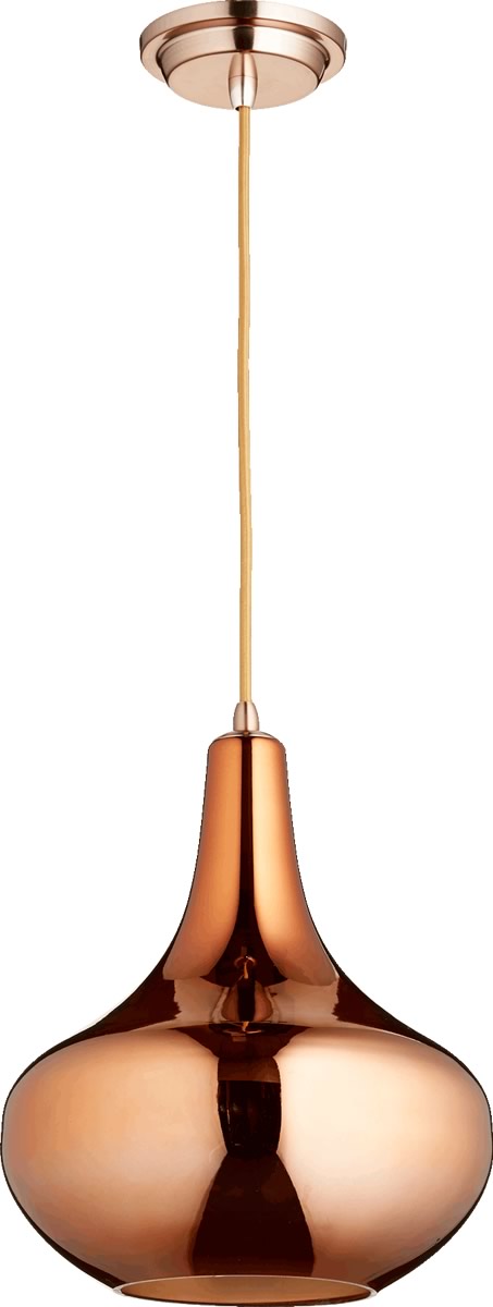 Quorum 1-Light Copper Pendant Light, Satin Copper Glass by ...