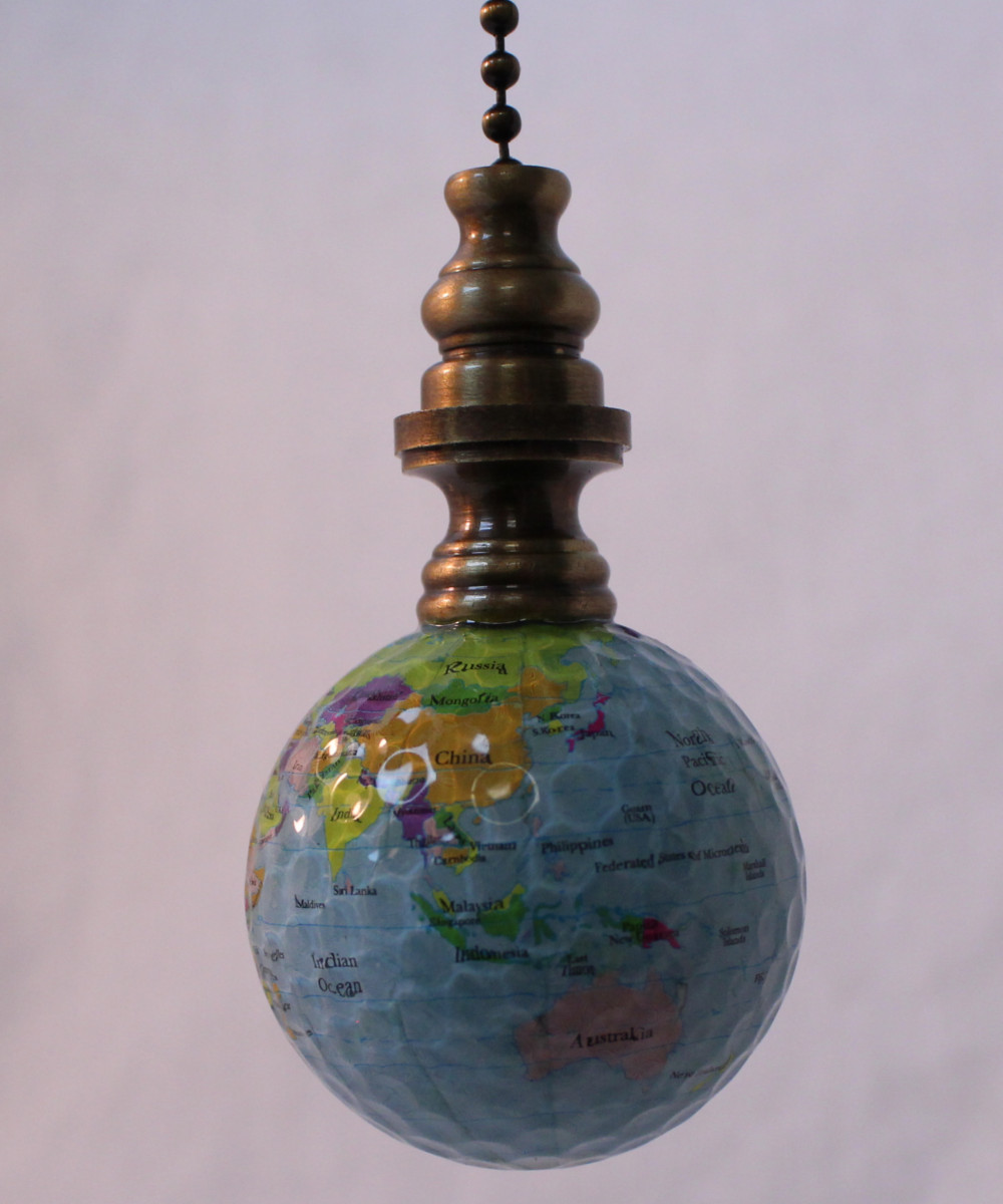Homeconcept Earth Globe Ceiling Fan Pull 2 25 H With 12