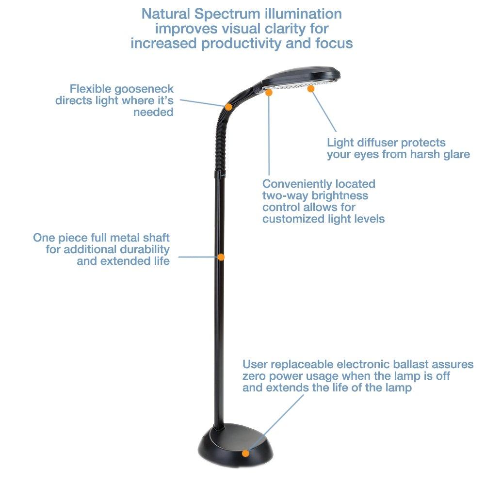 Verilux Natural Spectrum Light Floor Lamp Graphite