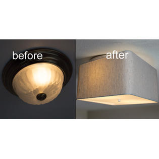Homeconcept Moderne Flush Mount Conversion Kit 14 W Rounded Corner Square Oatmeal Drum Shade Homeconcept Moderne Flush Mount, Lamp Shade Conversion Kit
