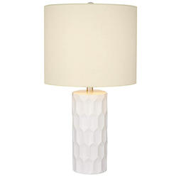 Lamps USA 21"H White Ceramic Table Lamp Brushed Nickel Finish with Canary Beige Shade