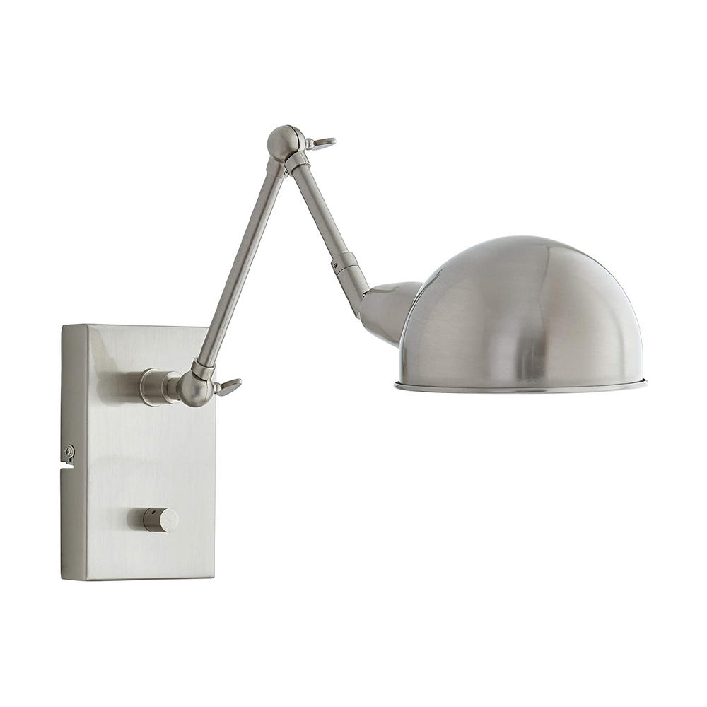 Adesso 12"H Swing Arm LED Pharmacy Wall Lamp Brushed Steel Metal Finish