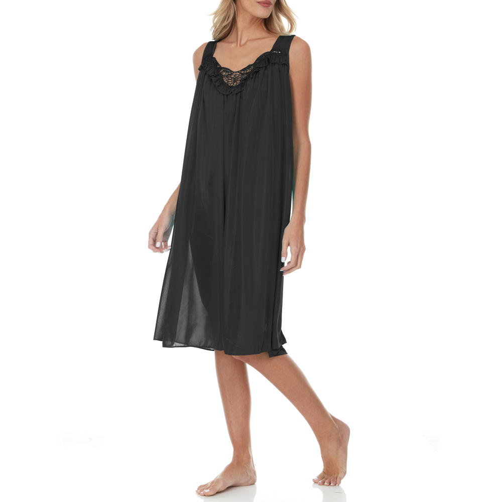 Ezi Women's Nightgown - Satin Silk Night Dress for Soft and Comfortable Sleepwear - Knee Length, Sleeveless
