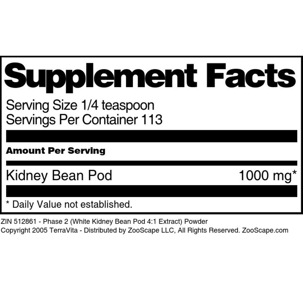 TerraVita Phase 2 (White Kidney Bean Pod 4:1 Extract) Powder (4 oz, ZIN: 512861)