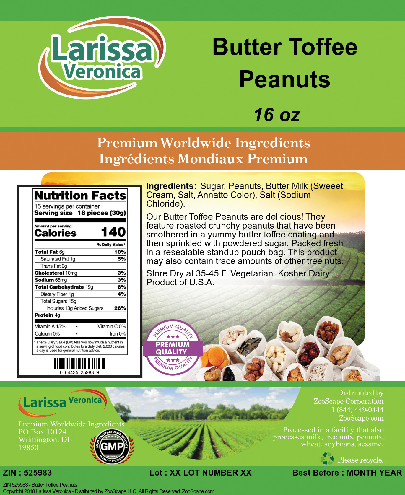 Larissa Veronica Butter Toffee Peanuts (16 oz, ZIN: 525983)