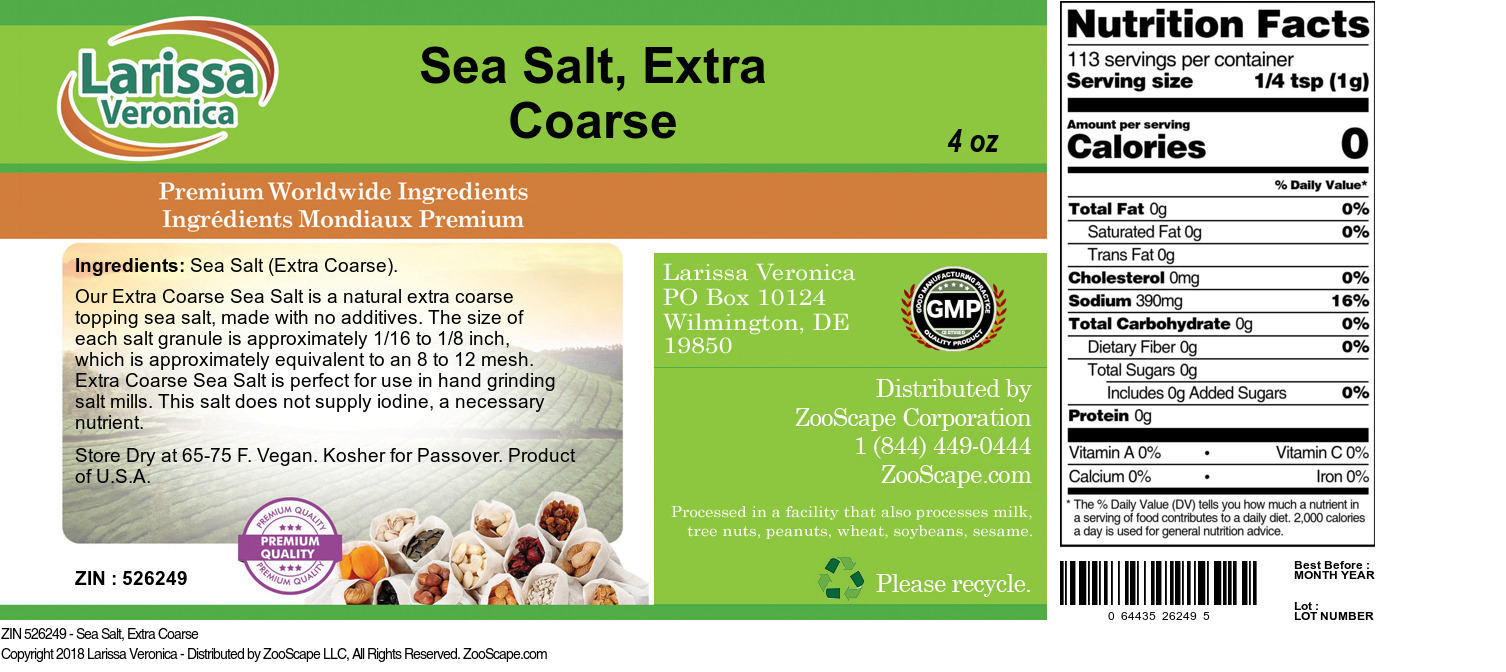Larissa Veronica Sea Salt, Extra Coarse (4 oz, ZIN: 526249)
