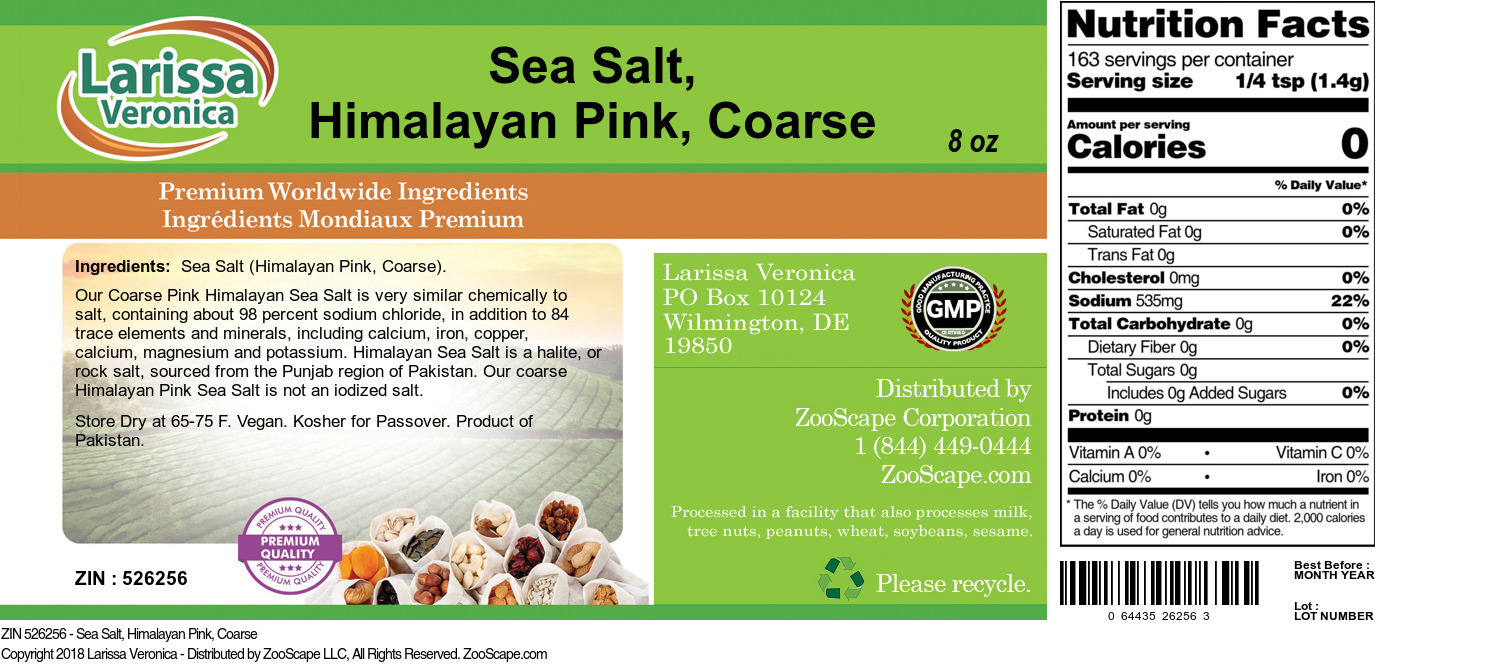 Larissa Veronica Sea Salt, Himalayan Pink, Coarse (8 oz, ZIN: 526256)