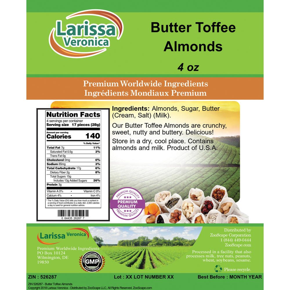 Larissa Veronica Butter Toffee Almonds (4 oz, ZIN: 526287)