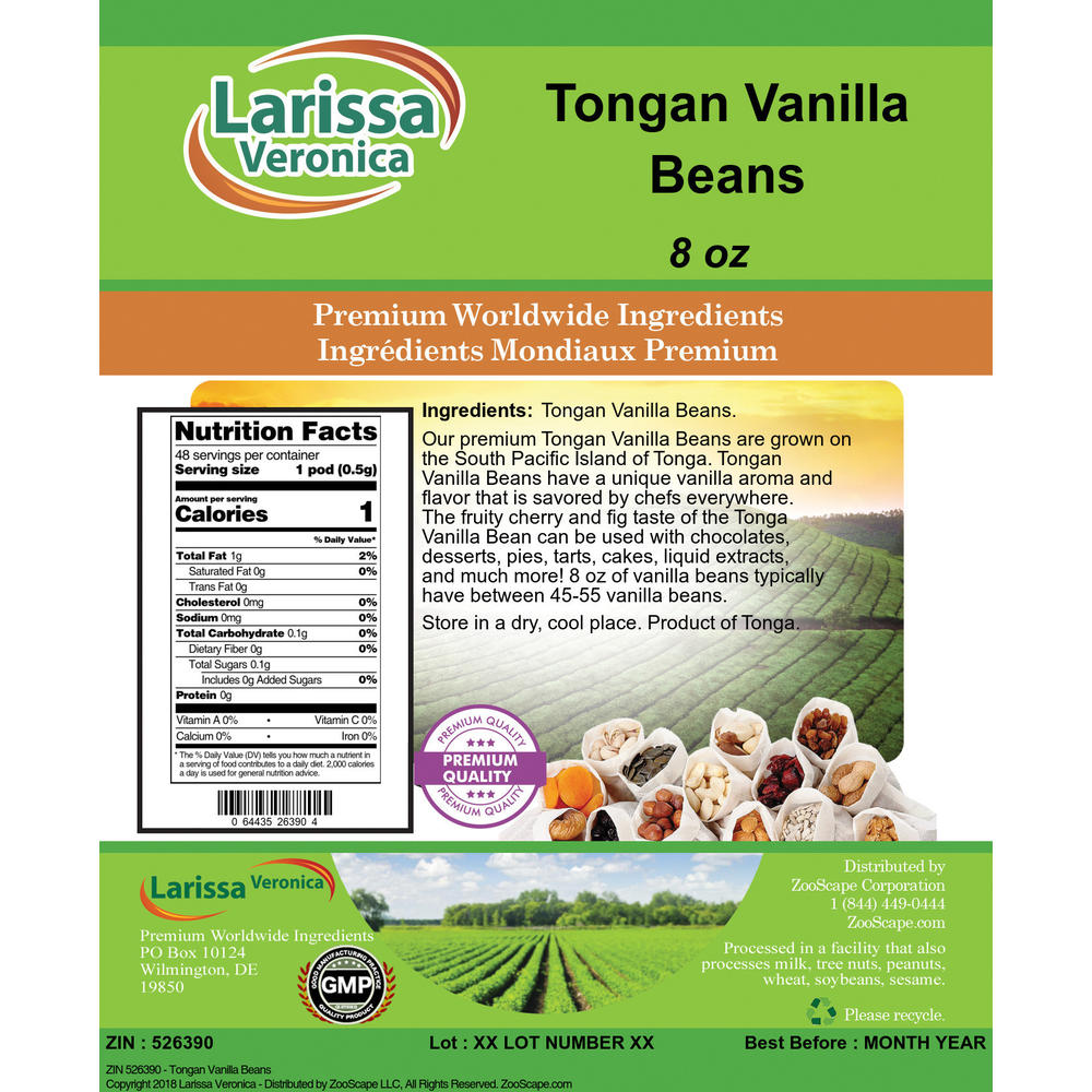 Larissa Veronica Tongan Vanilla Beans (8 oz, ZIN: 526390)