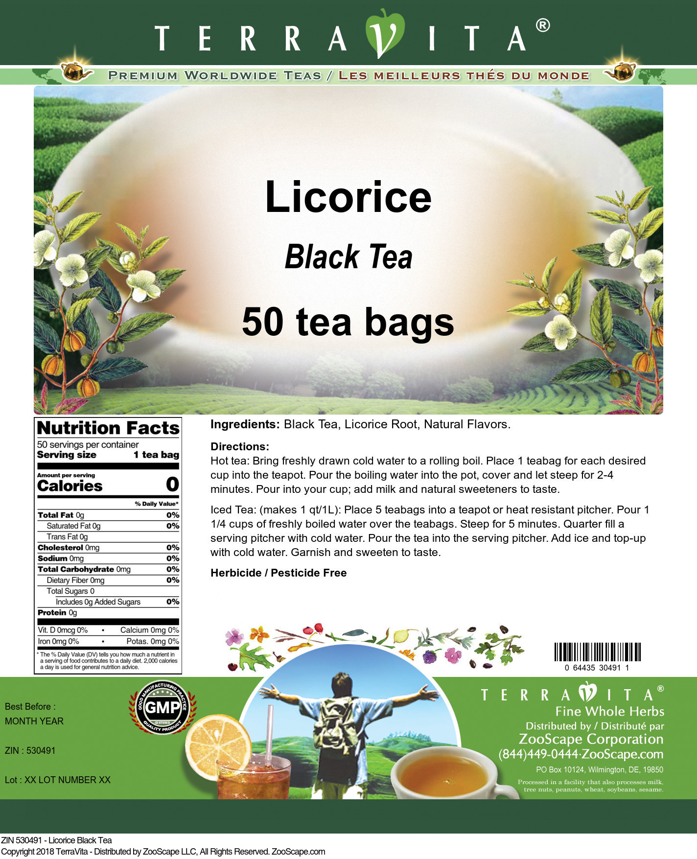 TerraVita Licorice Black Tea (50 tea bags, ZIN: 530491)