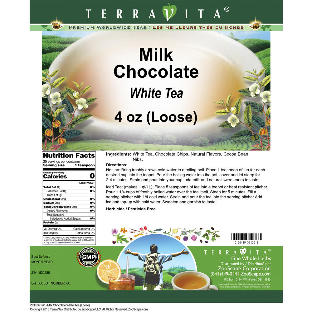 TerraVita Milk Chocolate White Tea (Loose) (4 oz, ZIN: 532120)